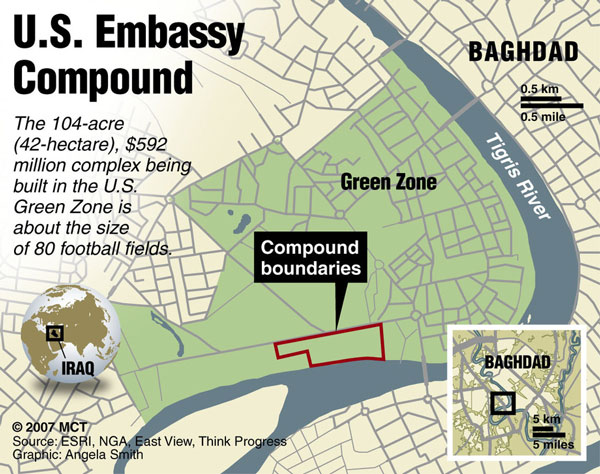 Η πράσινη ζώνη και η πρεσβεία των ΗΠΑ στη Βαγδάτη