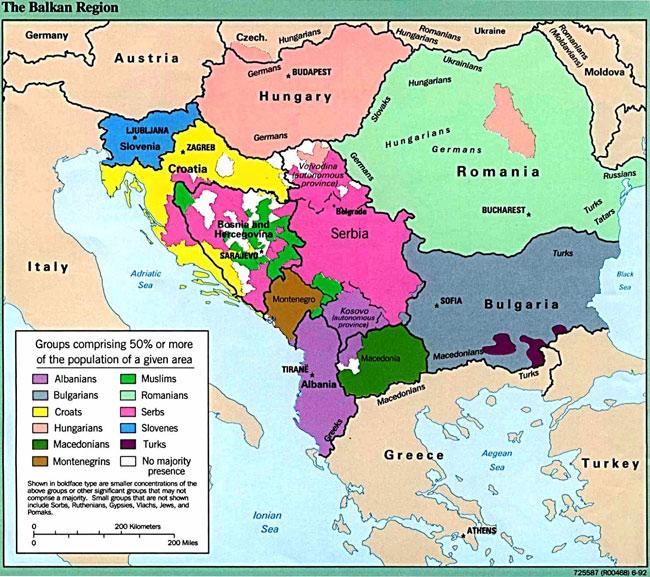 Βαλκάνια - η κατανομή πληθυσμών ανά περιοχή-χώρα