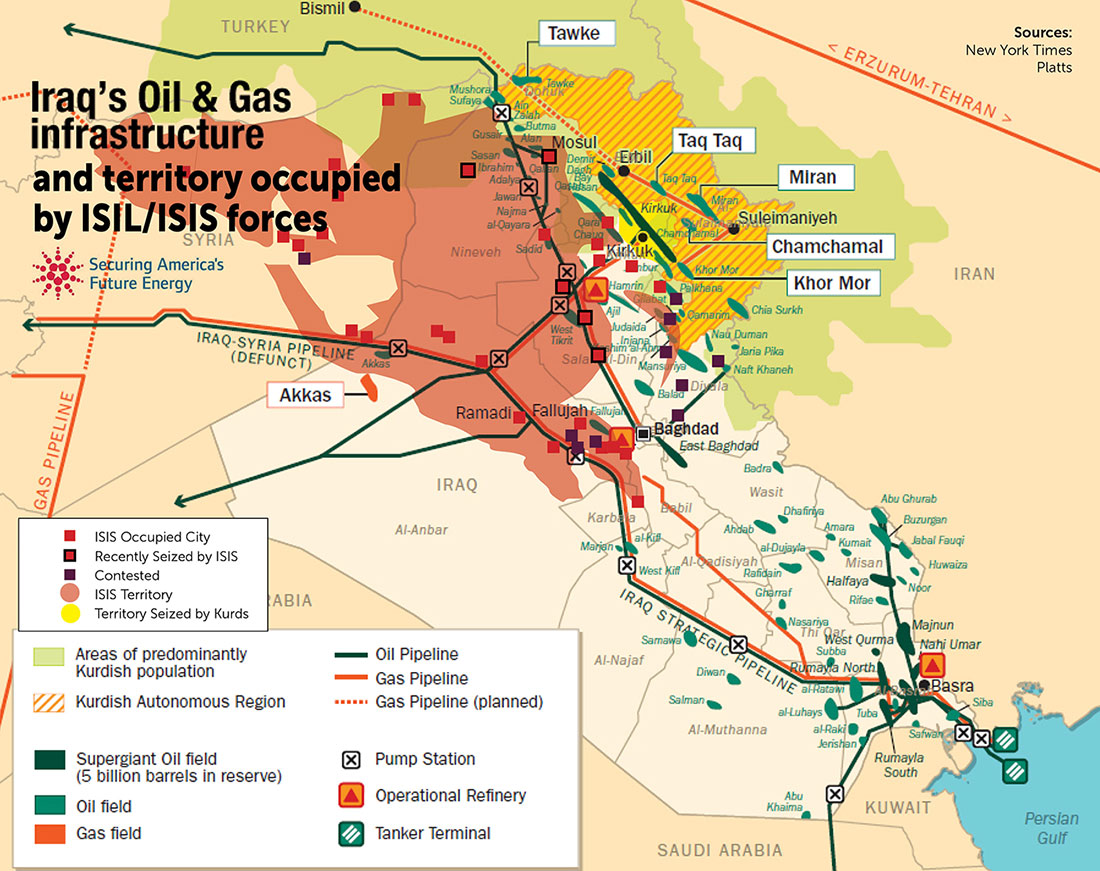 Ιράκ,-Συρία-–-οι-περιοχές-και-οι-πόλις-υπό-κατοχή-της-οργάνωσης-ISIS,-οι-αγωγοί-πετρελαίου