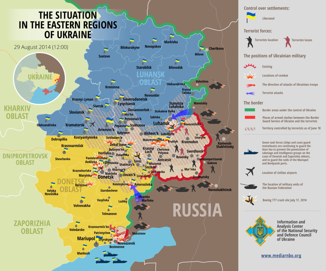 Χάρτης – μια άποψη σχετικά με τις στρατιωτικές φάσεις στα ανατολικά της Ουκρανίας.